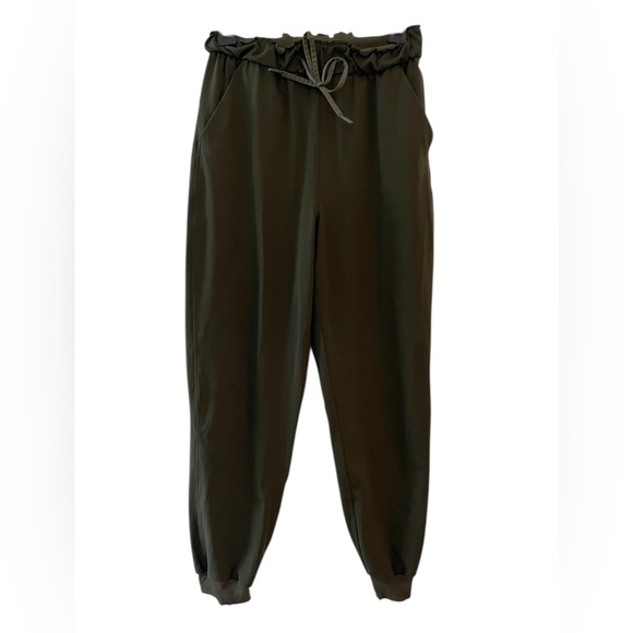 Lululemon Army Green High Rise Joggers Size 4 Stretch Athletic Drawstring - Picture 2 of 6